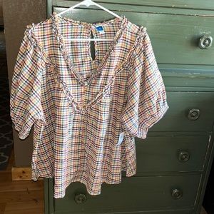 Old Navy Cute Plaid Vintage Babydoll Top
